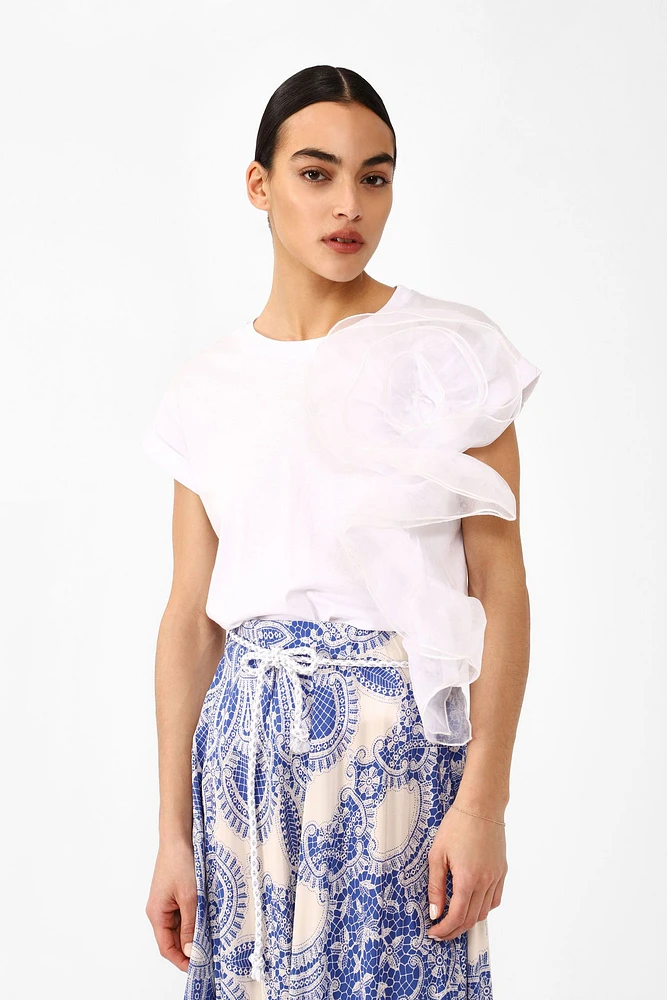 T-shirt with Flower Flounce