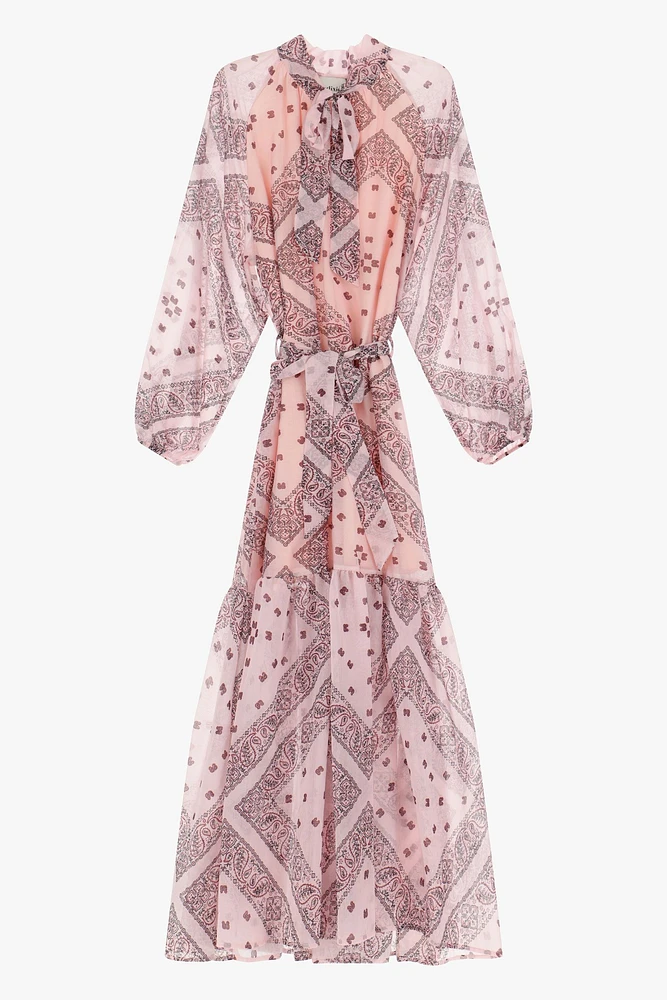 Robe longue imprimée avec ceinture