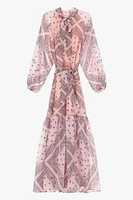 Robe longue imprimée avec ceinture