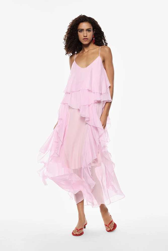 Layered dress with thin straps