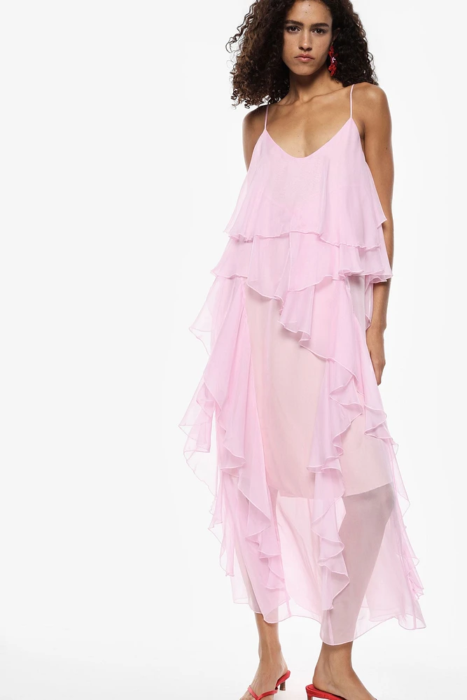 Layered dress with thin straps
