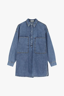 Chemise maxi en jean avec poches