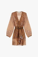 Robe courte imprimée avec ceinture