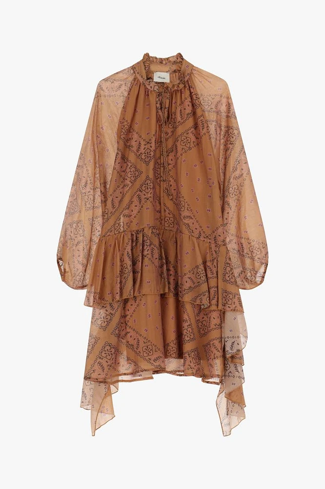 Robe courte imprimée à manches longues