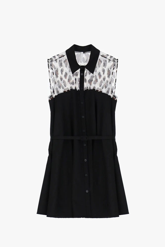 Robe courte avec col et imprimé animal