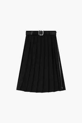 Pleated Skirt With Belt