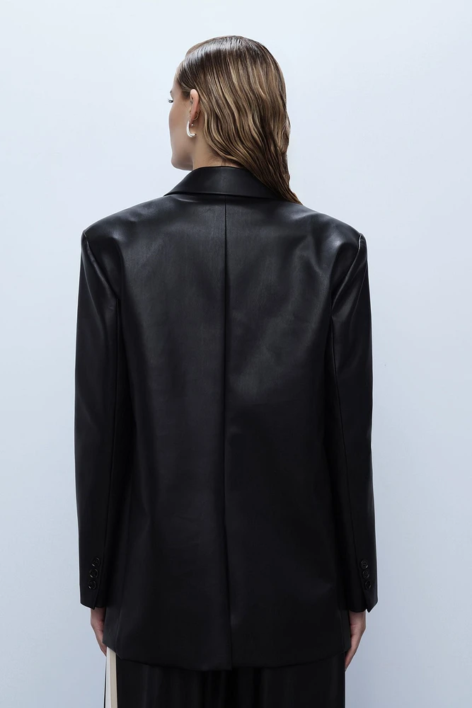 Blazer croisé en cuir