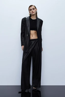 Wide-leg trousers faux leather