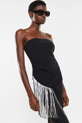 Strapless Top with Contrasting Fringing