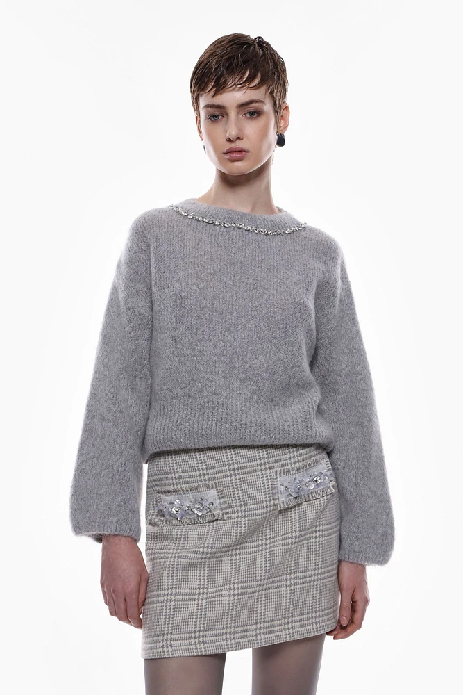 Jeweled Crewneck Sweater