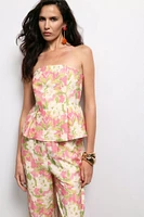 Printed top with straight neckline