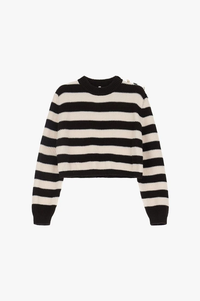 Striped sweater with shoulder detail