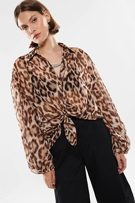 Sheer Leopard Print Blouse