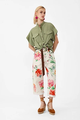 Cropped Floral Trousers