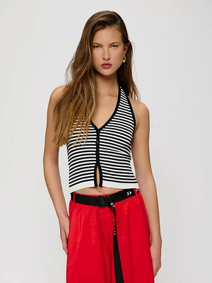 Stripped Backless Halter Top