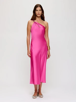 Robe en satin à une épaule