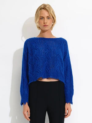 Pull en maille torsadée vieillie