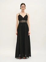 Scalloped Crochet Maxi Dress Black
