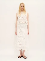 Jupe midi brodée en coton blanc