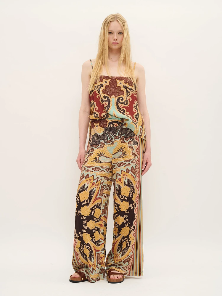Pantalon large en coton imprimé