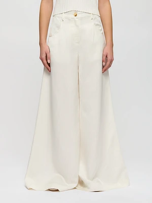 Pantalon Palazzo En Satin Texturé