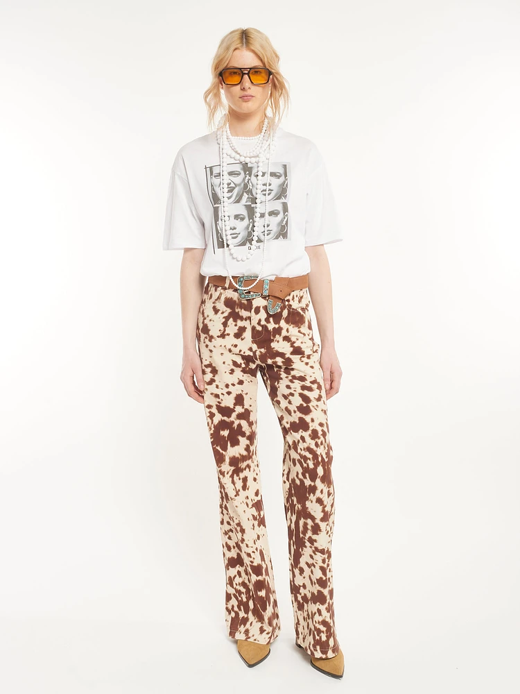 Straight Leg Cow Print Pants