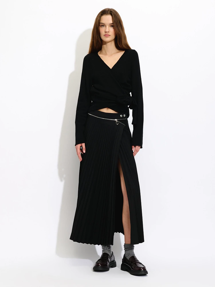 Pleated Zippered Skirt