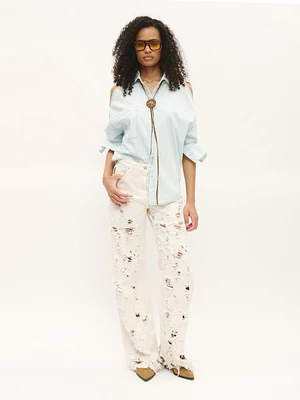 Cut-Out Denim Shirt