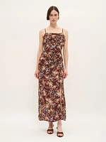 Floral Spaghetti Strap Midi Dress with Side Slit
