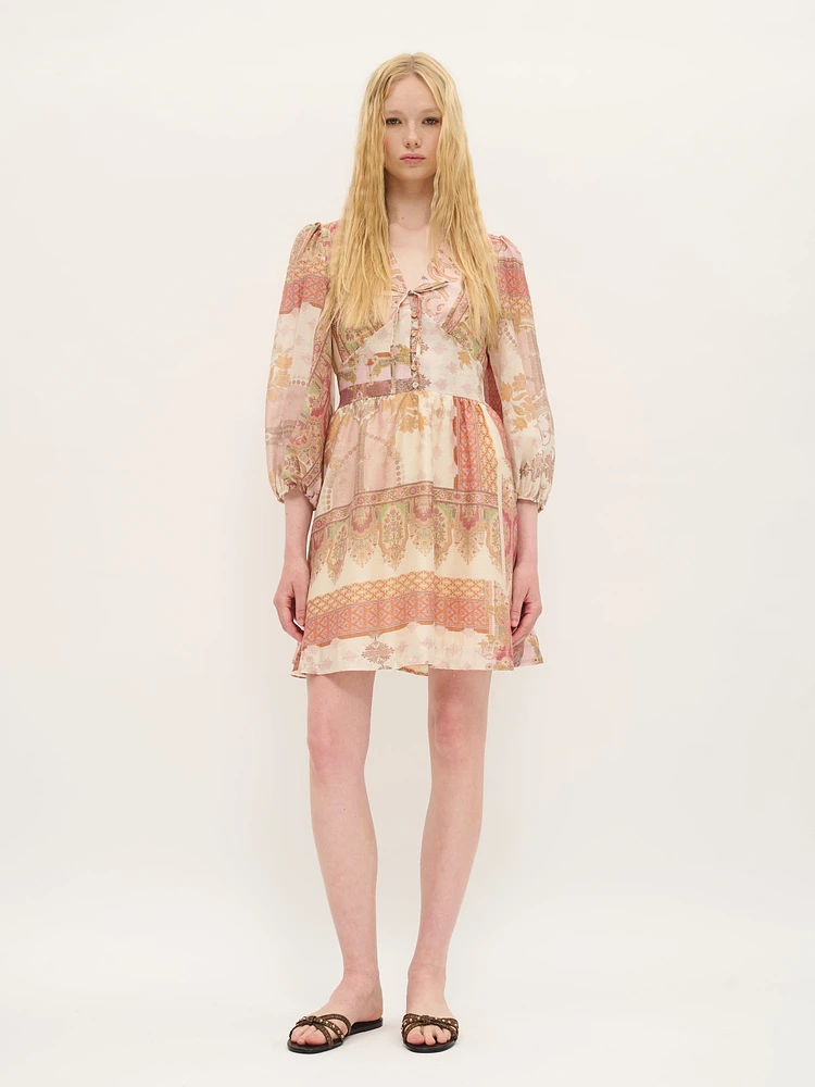 Printed Silk-Effect Mini Dress