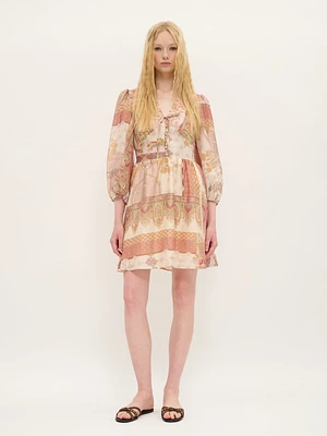 Printed Silk-Effect Mini Dress