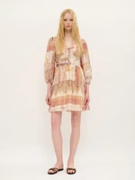 Printed Silk-Effect Mini Dress