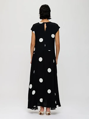 Robe longue fluide à pois