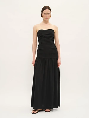 Strapless Gathered Maxi Dress