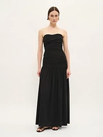 Strapless Gathered Maxi Dress
