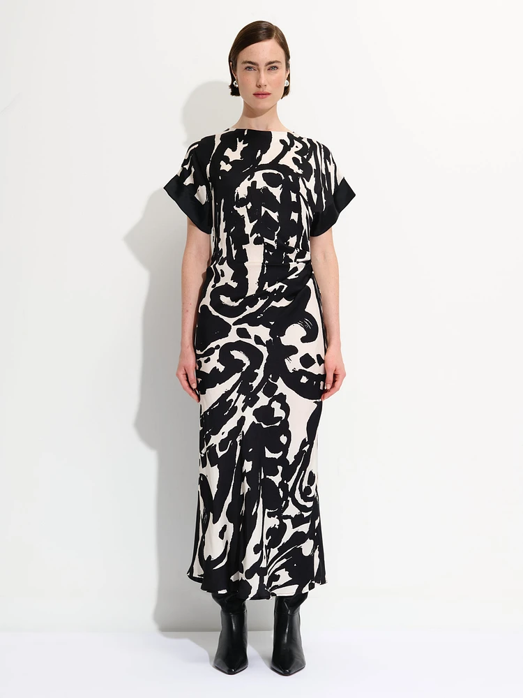 Printed Draped Dress