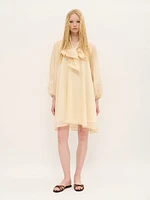 Sheer Tie-Neck Swing Dress