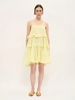 Ruffled Tiered Mini Dress Lemon Sorbet