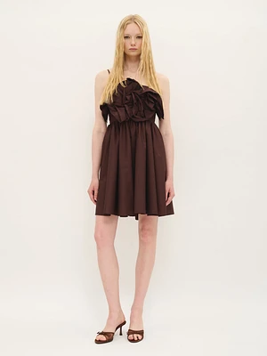 Gathered Front Cotton Mini Dress