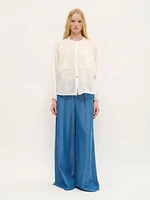 Embroidered Cotton Voile Blouse