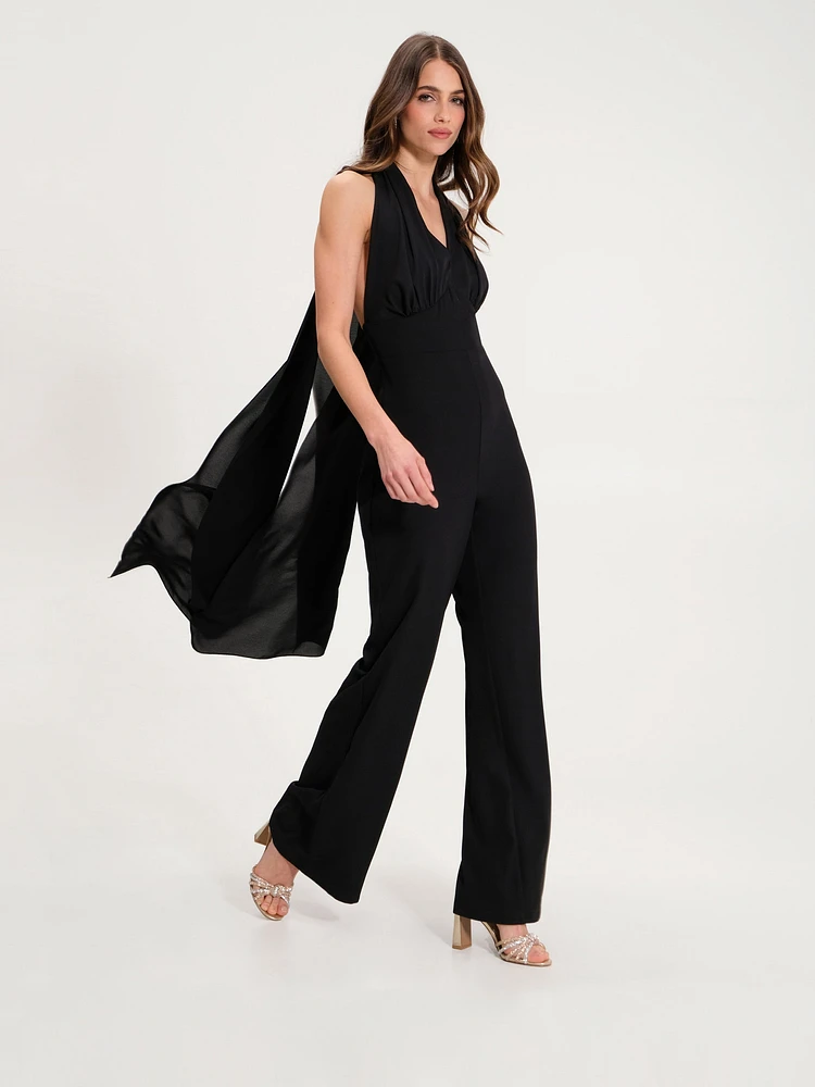 Palazzo Jumpsuit with Draping