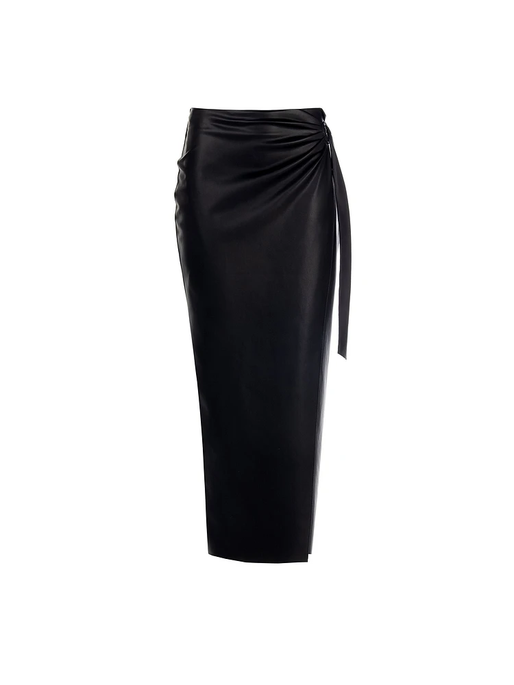 Wrap Faux Leather Skirt