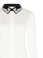 Rhinestone Collar Shirt