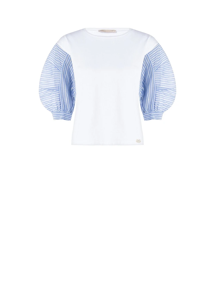 Cotton T-shirt with Balloon Sleeves