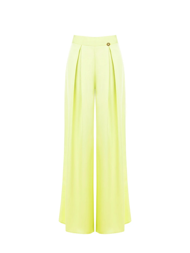 Satin Palazzo Trousers with Darts
