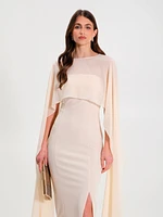 Beige Scuba Crepe Sheath Dress