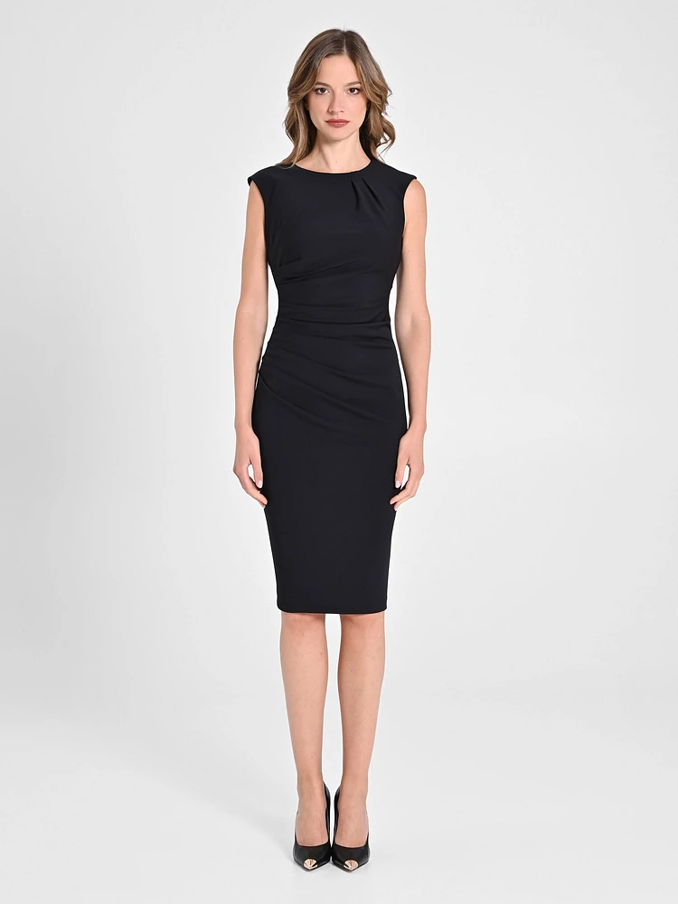 Black Draped Sheath Dress