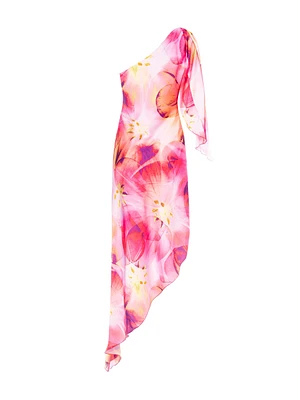 One-Shoulder Floral Print Dress