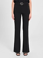 Flared Trousers with Geometric Buckle