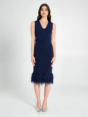 Lurex Feather Sheath Dress